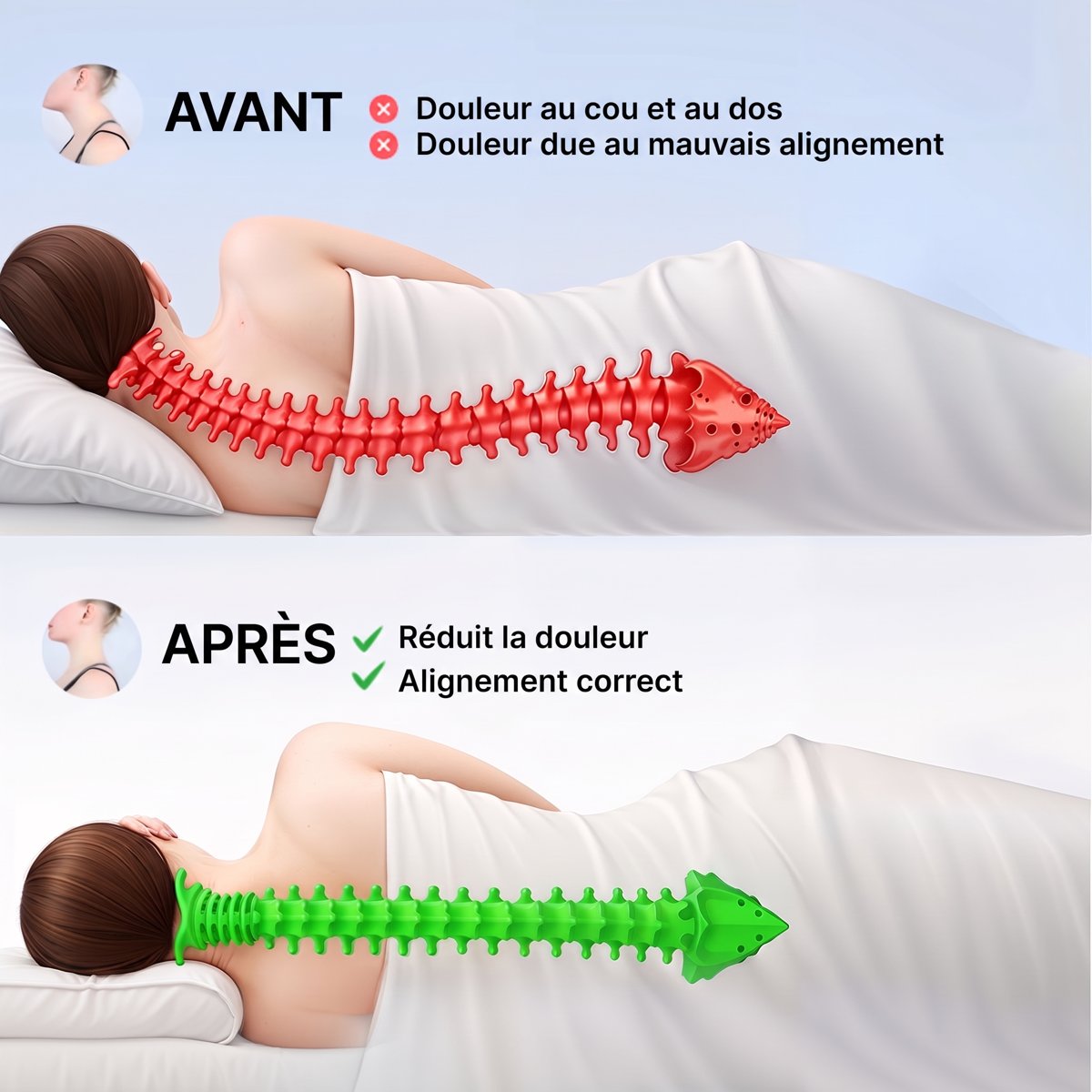 Avant et après : alignement de la colonne