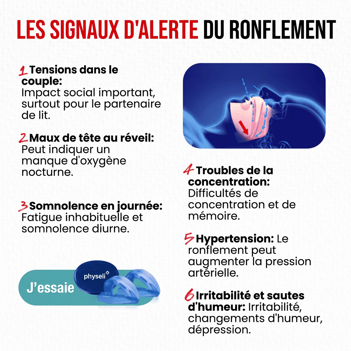 Signaux d'alerte du ronflement