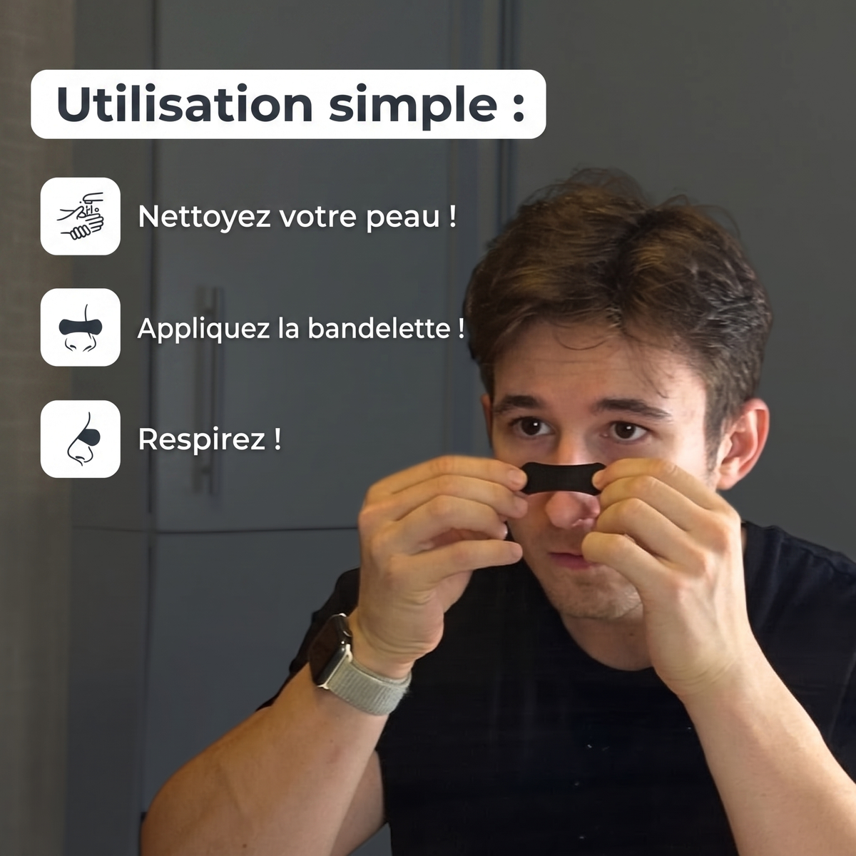 Utilisation simple de la bandelette nasale RespiFlex
