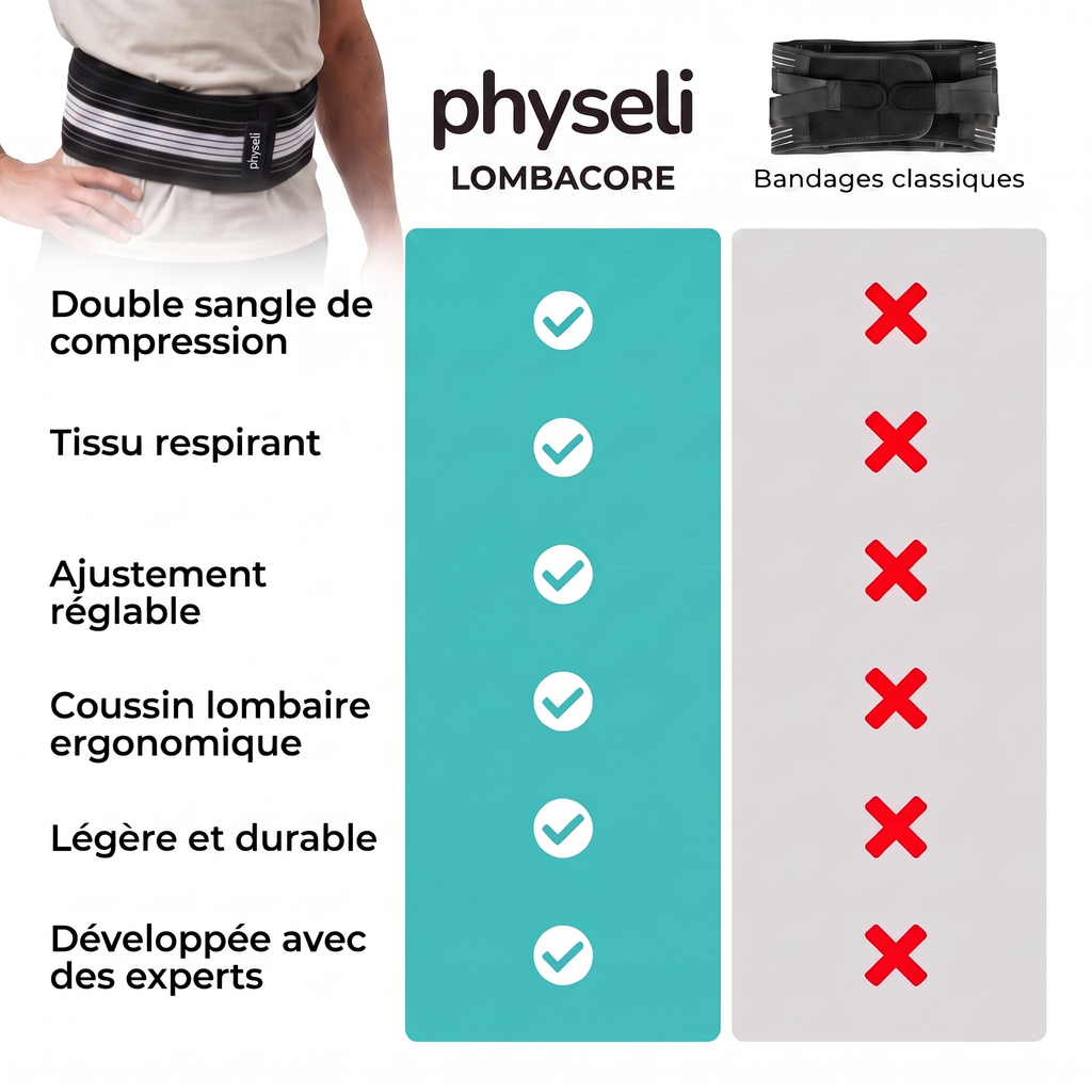 LombaCore comparée aux bandages classiques