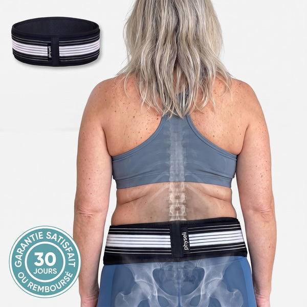 Ceinture LombaCore portée de dos, soutien du bassin et des lombaires