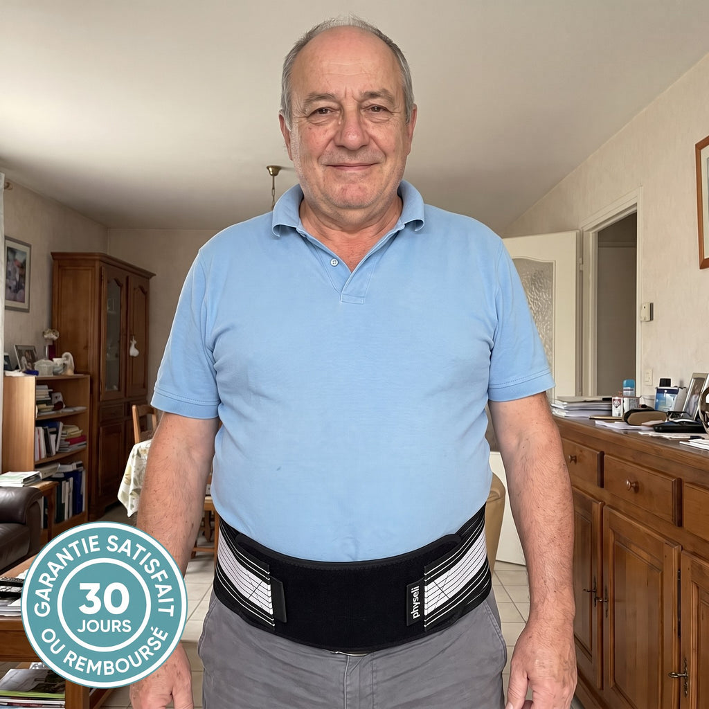 Homme portant la ceinture de soutien lombaire LombaCore