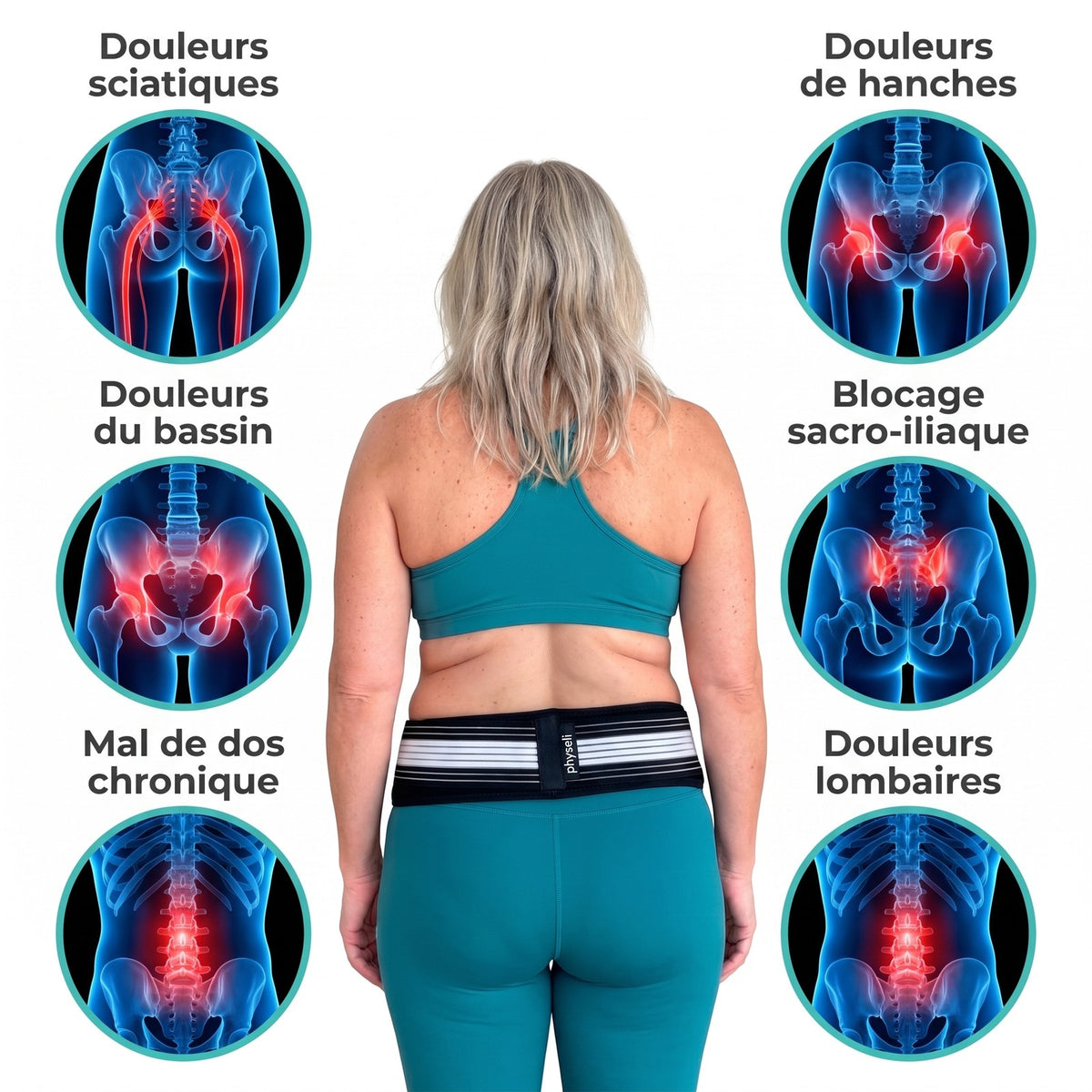 Zones de douleur soulagées par la LombaCore Image