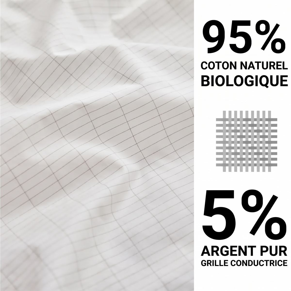 95% coton 5% argent