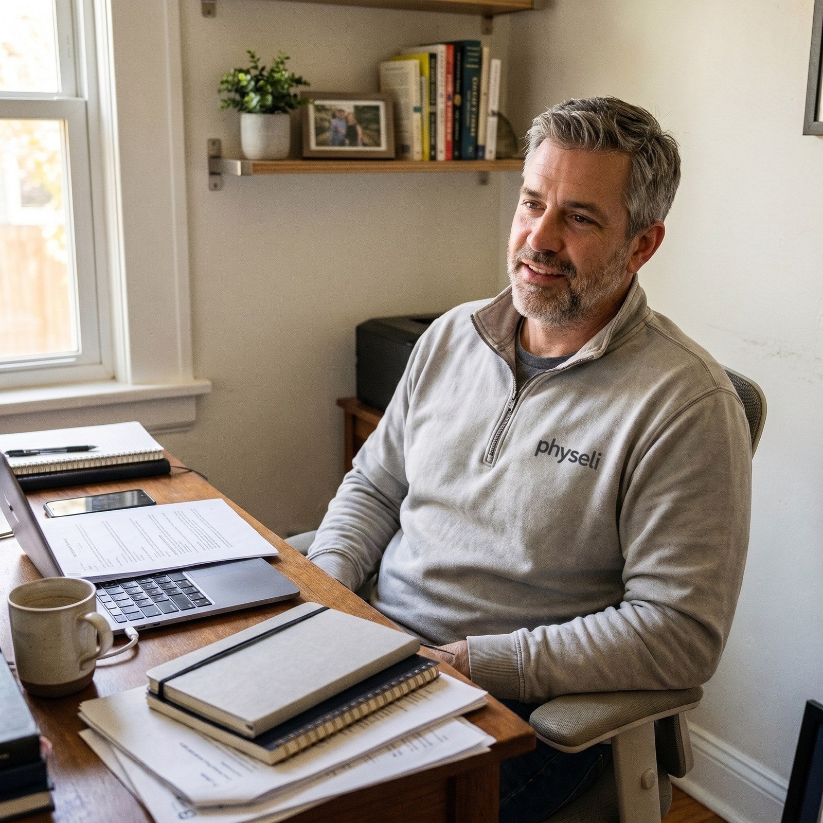 Le fondateur à son bureau